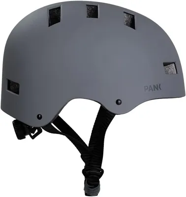 Produktbild von PANK Premium Skaterhelm - Größe M (55-58 cm) - Herren Damen Fahrradhelm BMX E-Scooter Helm LED-Rücklicht & weicher Polsterung, matt grau