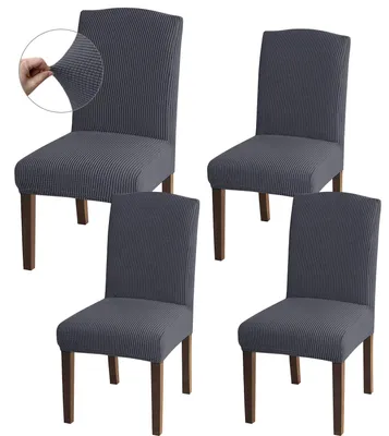 Produktbild von Stuhlhussen Esszimmerstuhlbezug Stretch - Grau - 4 Stück - Für Esszimmer und Küche
