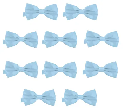 Produktbild von 10er Set DonDon Herren Fliege 12 x 6 cm gebunden und längenverstellbar hellblau