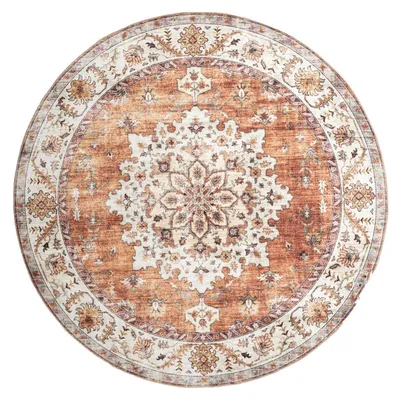 Produktbild von Vintage Gartenteppich Rund - Santo Medaillon Terrakotta