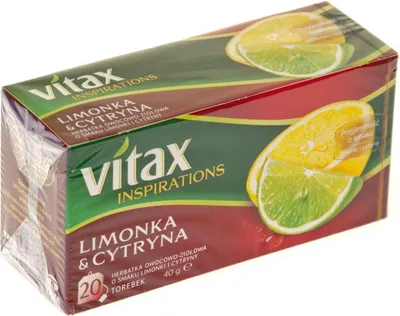 Obrázek produktu pro Herbatka Vitax Inspirations Limonka i Cytryna 20 torebek