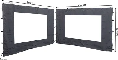 Produktbild von 2 Seitenteile mit PE Fenster 300x197cm für Rank Pavillon 3x3m Seitenwand Anthrazit RAL 7012