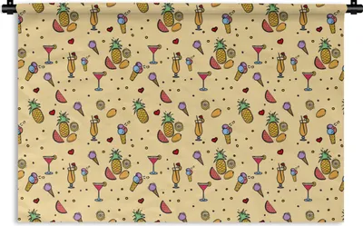 Produktbild von MuchoWow® Wandteppich Wandbehang Sommer - Obst - Cocktails - Muster 90x60 cm Tapisserie Dekoration Wandtuch - Wandskulpturen - Bildteppich