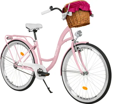 Produktbild von Milord Komfort Fahrrad Mit Weidenkorb Damenfahrrad, 28 Zoll, Rosa, 1 Gang