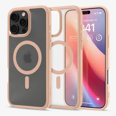Imagen del producto de Spigen Ultra Hybrid (MagFit), funda, para Apple, iPhone 16 Pro Max, 17,5 cm (6.9"), color rosa, transparente