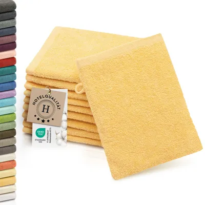Produktbild von 10er Set Waschlappen aus Baumwolle, 16x21 cm, gelb