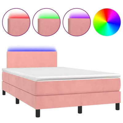 Produktbild von Boxspringbett mit Matratze & LED Rosa 120x190 cm Samt