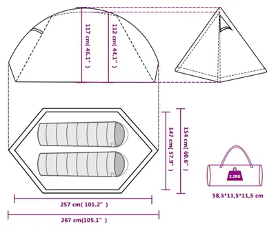 Produktbild von vidaXL Kuppel-Campingzelt 2 Personen Blau Wasserdicht
