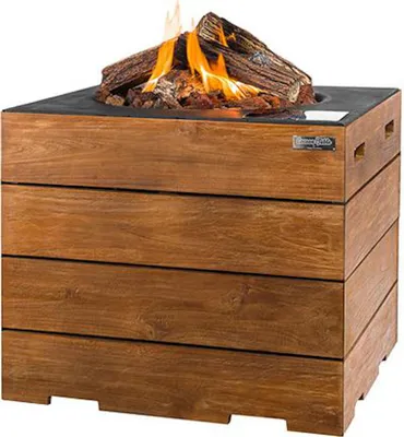 Produktbild von Happy Cocooning Mania Lounge und Dining Feuertisch quadratisch Teakholz/schwarz