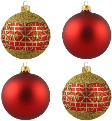 Obrázek produktu pro Set červených baněk se zlatým dekorem