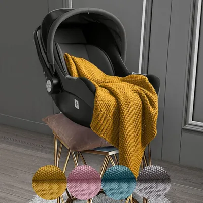 Produktbild von wometo Babydecke Strickdecke OEKO-TEX im Wolle-Look - gelb 70x100 für Jungen und Mädchen