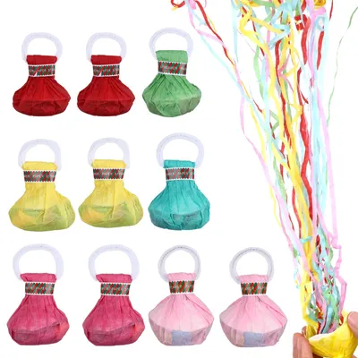 Productafbeelding van Confettikanon - Set van 10 stuks - Decoratie voor feesten - Meerdere kleuren