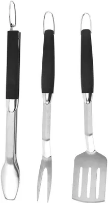 Image de Set d'ustensiles de barbecue en acier inoxydable comprenant une pince, une spatule et une fourchette pour l'extérieur