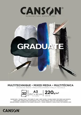 Produktbild von CANSON Studienblock GRADUATE MIXED MEDIA, grau, DIN A3