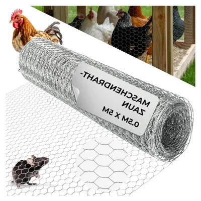 Produktbild von Maschendrahtzaun | Verzinkt | 0,5m x 5m | 0,7 mm, 13mm HEX | Kaninchendraht, Hasendraht, Volierendraht für Garten & Tierhaltung | Hasengitter, Hühnerzaun, Gartenzaun