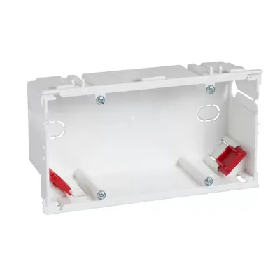 Produktbild von Schneider Electric Geräteeinbaudose 2-fach inkl. 2 Zugentl. c/c71mm, F80-Frontöffnung VKE=10 MIB-A2 5586155