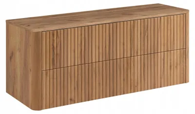 Produktbild von Rodan Waschbeckenunterschrank 120cm - mit Platte - Hängend - Geriffelt Braun - Push-to-Open - LINEA