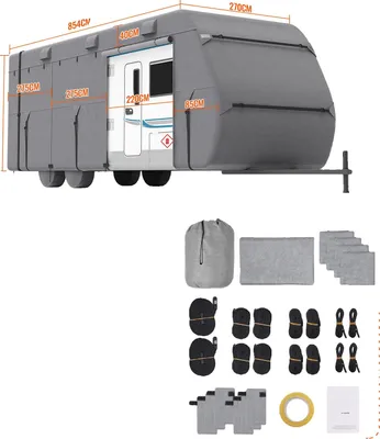 Productafbeelding van Afdekking voor caravans, vliesdoek, weerbestendig, op maat gemaakt, geschikt voor caravans van 24-27 voet