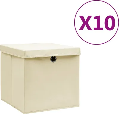 Produktbild von Aufbewahrungsboxen mit Deckeln 10 Stk. 28x28x28 cm Creme