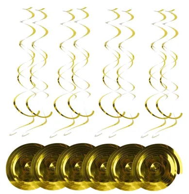 Produktbild von Hängende Wirbel Dekoration 36 Stück Gold Geburtstagsdeko Luftschlangen PVC