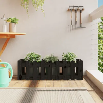 Produktbild von "2026 MODERNE"Garten-Pflanzgefäß/Hochbeet Moderne - Pflanzkübel - Blumentopf Latten-Design Schwarz 100x30x30cm Massivholz Kiefer Promotion891580 - Beete