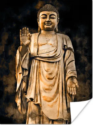 Produktbild von MuchoWow® Poster Buddha - Statue - Rauch 90x120 cm - Wohnzimmer