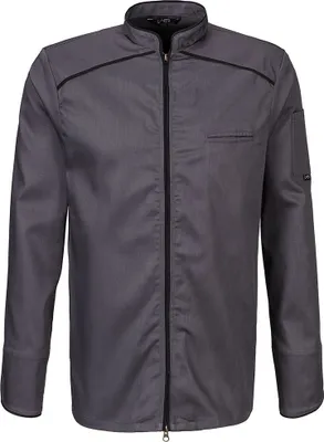 Produktbild von Koch-Jacke, langarm, 2-Wege Reissverschluß, graphit Paspel schwarz, Größe M : 65% Polyester 35%Baumwolle 220 g/m² : M : schwarz