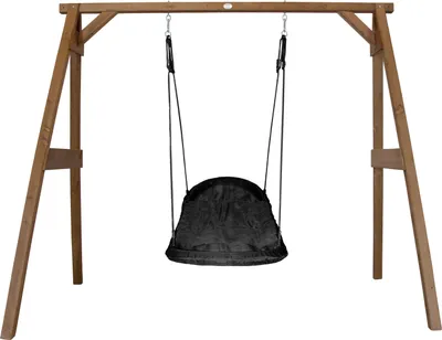 Produktbild von AXI Nestschaukel Roxy mit Gestell für Kinder | Outdoor Nest Schaukel für den Garten | Schaukelgestell in Braun / Nestschaukel in Schwarz
