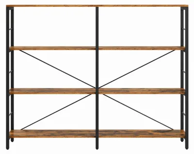Obrázok produktu pre Štvorposchodová regálová zostava do obývačky | Hnedá a čierna | 120 x 30 x 109,4 cm
