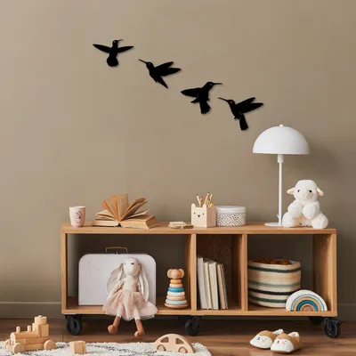 Produktbild von Wallity, Birds- SKL2358, Schwarz, Sonstige Wohndekorationen, 20 x 13 cm, 100% Metall (Dicke: 1 mm)