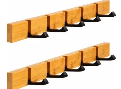 Produktbild von ONVAYA® Garderobenhaken | Bambus | Wandgarderobe | Garderobenleiste aus Bambus-Holz | Kleiderhaken ausklappbar | Hakenleiste | 2 Stück