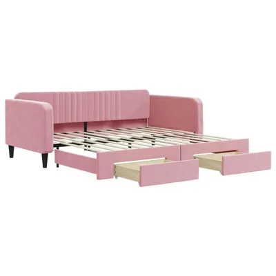 Immagine prodotto di Letto da giorno allungabile con cassetti Rosa 100x200 cm in velluto