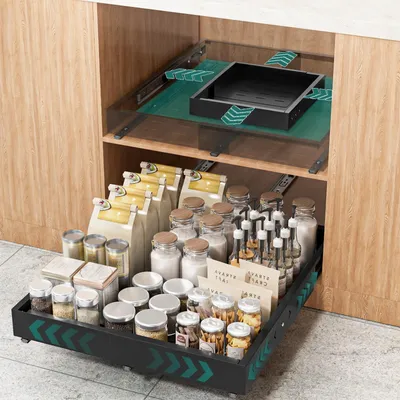 Obrázek produktu pro Výsuvný organizér do kuchyňské skříňky, černý