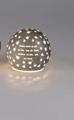 Produktbild von 1 Stück  Deko-Licht Kugel braun mit LED-Licht + Timer 10cm mit Spruch: Denk nicht so oft an