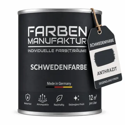 Produktbild von Schwedenfarbe Holzfarbe Holzlack Wetterschutzfarbe deckend 5L - Anthrazitgrau