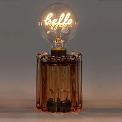 Produktbild von LED Deko Licht, Tischlampe HELLO H. 21cm aus Glas mit Timer Formano W25