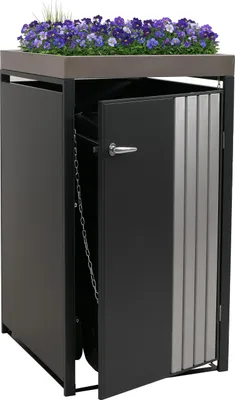 Immagine prodotto di 1 coperchio per bidone HWC-O67, bidone con fioriera, metallo 125x68x84cm 35kg ~ acciaio inox antracite