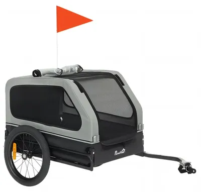 Obrázok produktu pre Prívesný vozík na bicykel pre stredne veľké psy do 20 kg | Farba: Sivá | Rozmery: 69x138x70 cm