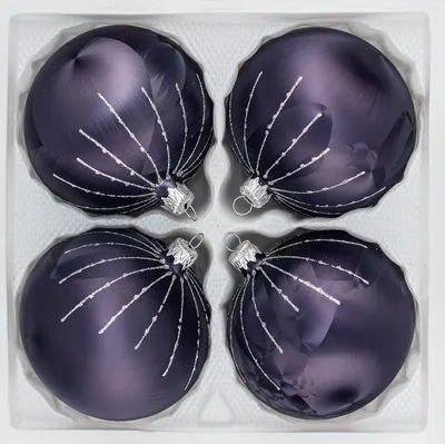 Produktbild von 4 tlg. Glas-Weihnachtskugeln Set 10cm Ø in ""Ice Graphit Silber" Regen