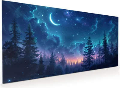 Produktbild von Küchenrückwand Spritzschutz Glas mit Motiv Nachthimmel Wald 40 x 40 cm