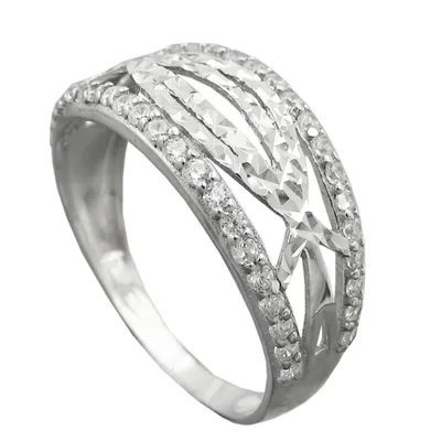 Produktbild von Ring Damenring mit weißen Zirkonia 925 Silber rhodiniert Innenumfang 58mm  Ø18.5mm