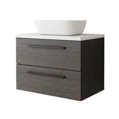 Obrázok produktu pre Umyvadlová skrinka ONE s 2 veľkými zásuvkami Dub Galaxy + Biela lesklá 80 x 50 x 46 cm závesná Kúpeľňový nábytok