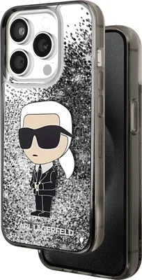 Produktbild von Karl Lagerfeld Liquid Glitter Ikonik Hülle für iPhone 15 Pro  transparent Handyhülle