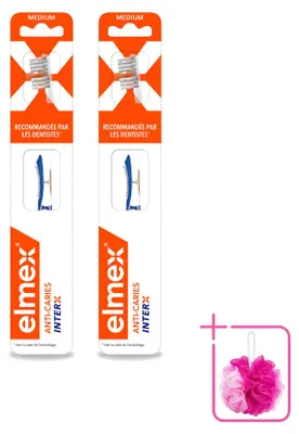 Imagen del producto de 2 cepillos de dientes Elmex InterX, para la prevención de caries, dureza media - Paquete ahorro - 2 unidades