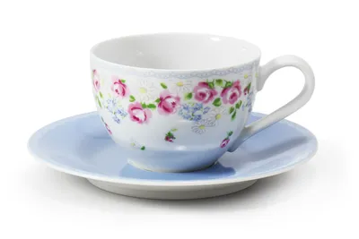Produktbild von Leander Šálek s modrým podšálkem, 0,20 l, RoseLine, kvítky, Leander, český porcelán