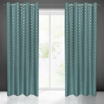 Produktbild von Eurofirany 372552, Durchscheinend, Türkis, Muster, Polyester, Öse, 140 g/m²