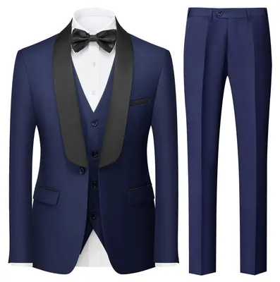 Productafbeelding van Heren 3-delig Slim Fit Set - Blazer/Vest/Broek - Casual/Formeel - Ademend/Duurzaam