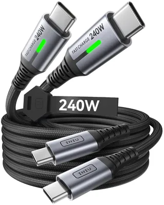 Image de Câble USB-C 240W, [2 pièces, 2 mètres] : câble de charge rapide USB-C vers USB-C compatible PD