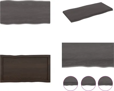 Productafbeelding van vidaXL Tafelblad 80x40x(2-4) cm, massief hout, behandeld, met boomrand - Tafelblad - Tafelbladen - Vervangend tafelblad - Eettafelblad