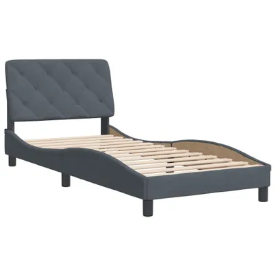 Obrázok produktu pre Rám postele bez matraca tmavosivá 90x200 cm zamat
